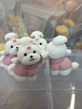 White dog pink coat